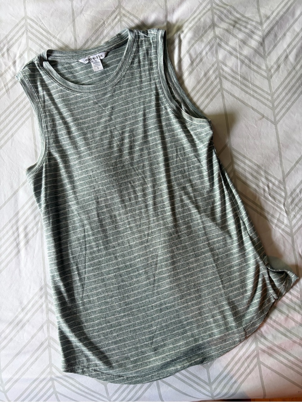 Athleta Light Sage Green Striped Tank